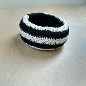 Black & Cream Striped Crochet Bangle